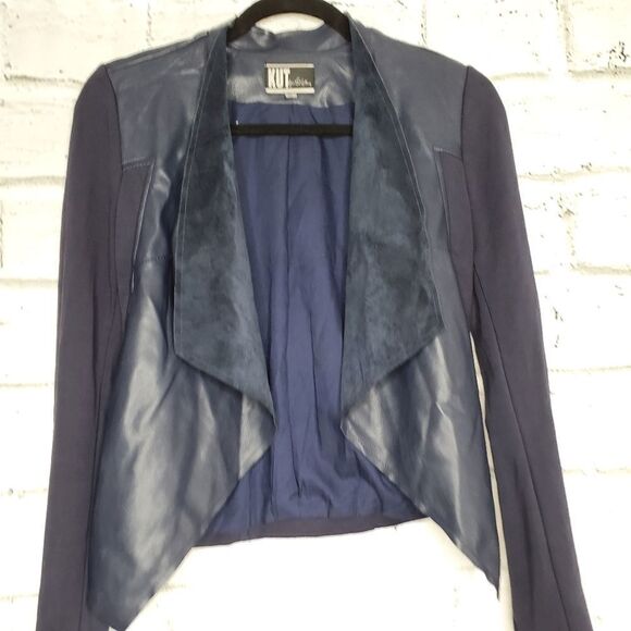 Kut from the Kloth Blue Draped Open Jacket - Picture 7 of 9